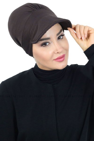 Sandra - Turbante Di Cotone Marrone - Ayse Turban