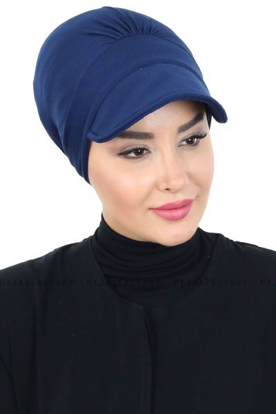 Sandra - Turbante Di Cotone Blu Navy - Ayse Turban