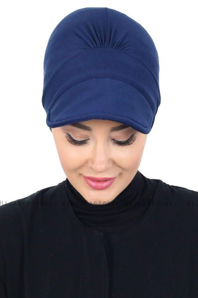 Sandra - Turbante Di Cotone Blu Navy - Ayse Turban