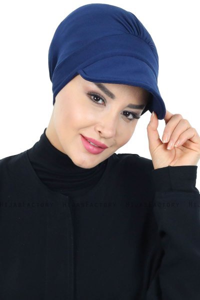 Sandra - Turbante Di Cotone Blu Navy - Ayse Turban