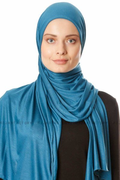 Seda - Hijab Jersey Blu Petrolio - Ecardin