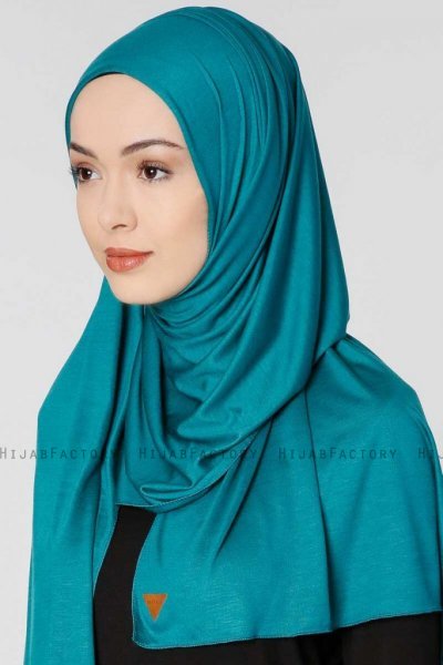 Seda Petrolgrön Jersey Hijab Sjal Ecardin 200224b