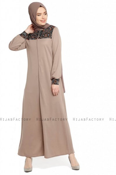 Selda - Abaya Taupe - Miss Cazibe