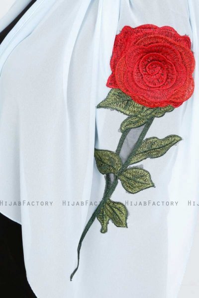 Sevda Ljusblå Blommig Chiffon Hijab Sehr-i Sal 400108e