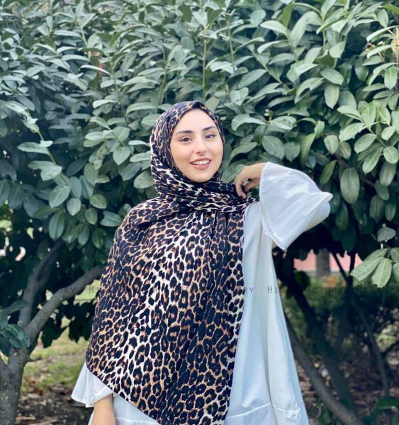 Shahnaz - Hijab Di Cotone Fantasia Leopardo Nero