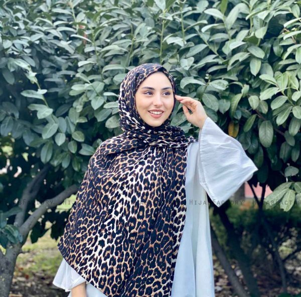 Shahnaz - Hijab Di Cotone Fantasia Leopardo Nero