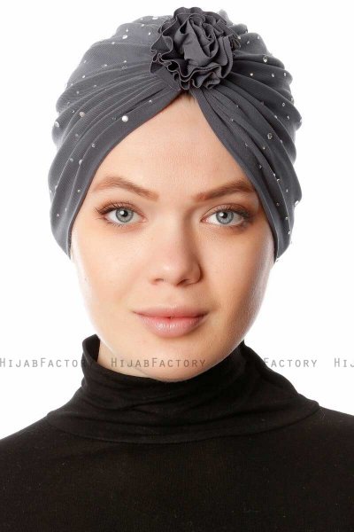 Shereen - Turbante Crepe Chiffon Antracite - Sehr-i Sal