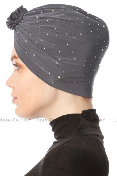 Shereen - Turbante Crepe Chiffon Antracite - Sehr-i Sal