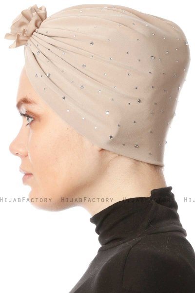 Shereen - Turbante Crepe Chiffon Beige - Sehr-i Sal