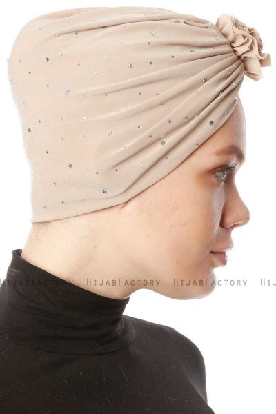 Shereen - Turbante Crepe Chiffon Beige - Sehr-i Sal