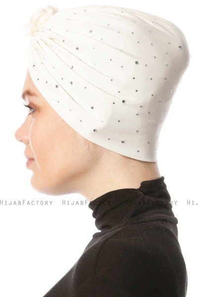 Shereen - Turbante Crepe Chiffon Creme - Sehr-i Sal