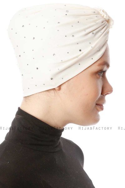 Shereen - Turbante Crepe Chiffon Creme - Sehr-i Sal