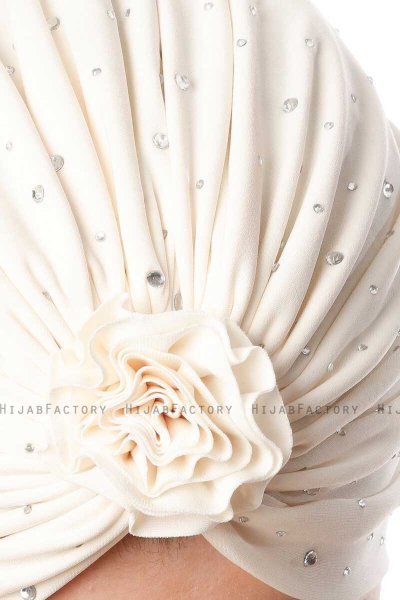 Shereen - Turbante Crepe Chiffon Creme - Sehr-i Sal