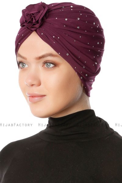 Shereen - Turbante Crepe Chiffon Viola - Sehr-i Sal