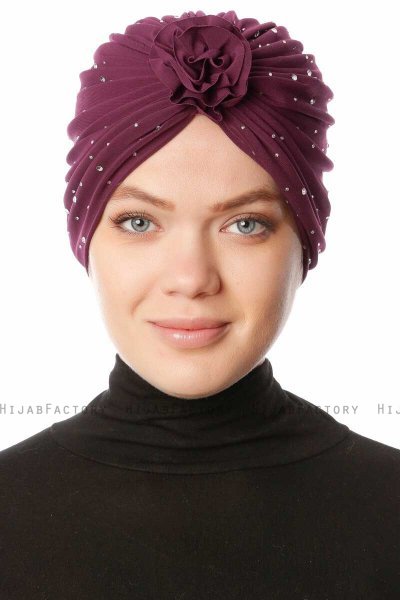 Shereen - Turbante Crepe Chiffon Viola - Sehr-i Sal