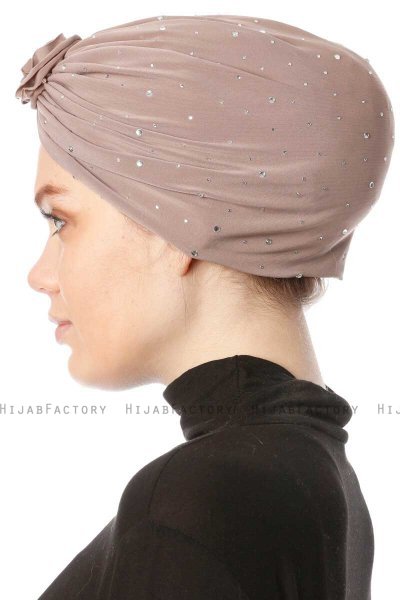 Shereen - Turbante Crepe Chiffon Taupe Chiaro - Sehr-i Sal