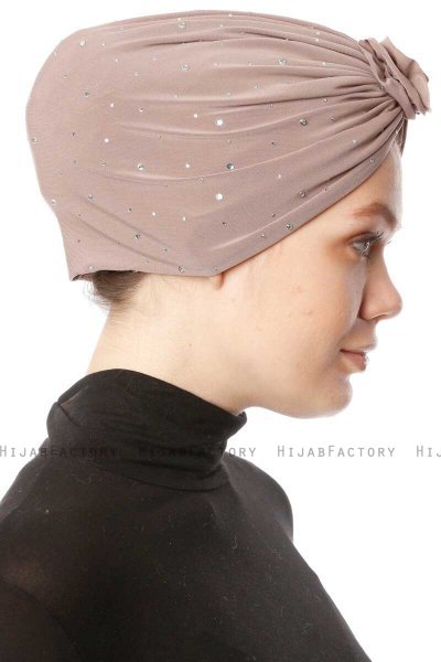 Shereen - Turbante Crepe Chiffon Taupe Chiaro - Sehr-i Sal