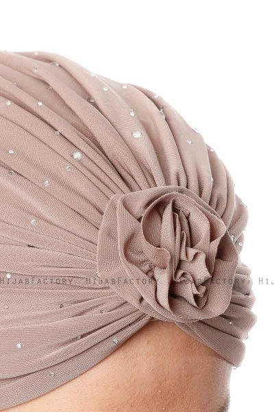 Shereen - Turbante Crepe Chiffon Taupe Chiaro - Sehr-i Sal