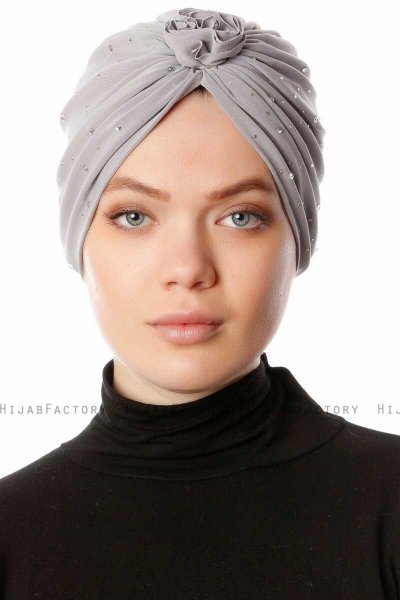 Shereen - Turbante Crepe Chiffon Grigio Chiaro - Sehr-i Sal