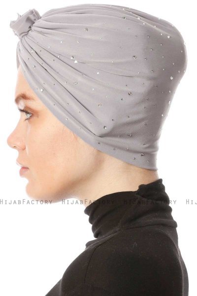 Shereen - Turbante Crepe Chiffon Grigio Chiaro - Sehr-i Sal