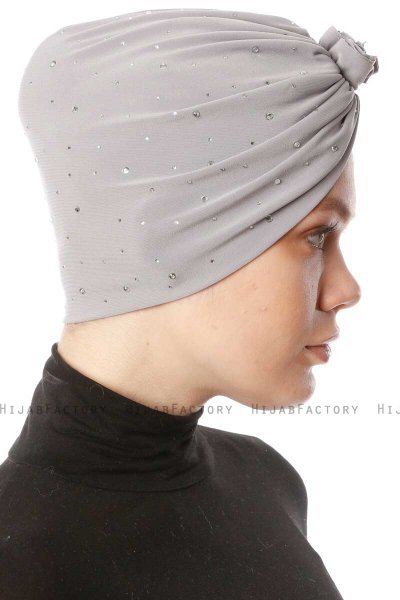 Shereen - Turbante Crepe Chiffon Grigio Chiaro - Sehr-i Sal