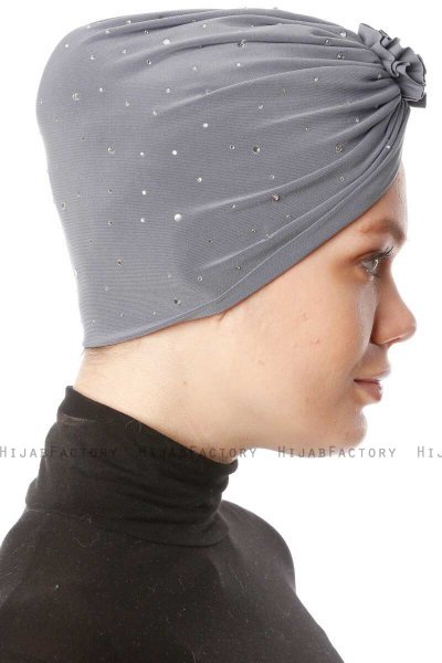 Shereen - Turbante Crepe Chiffon Grigio Scuro - Sehr-i Sal
