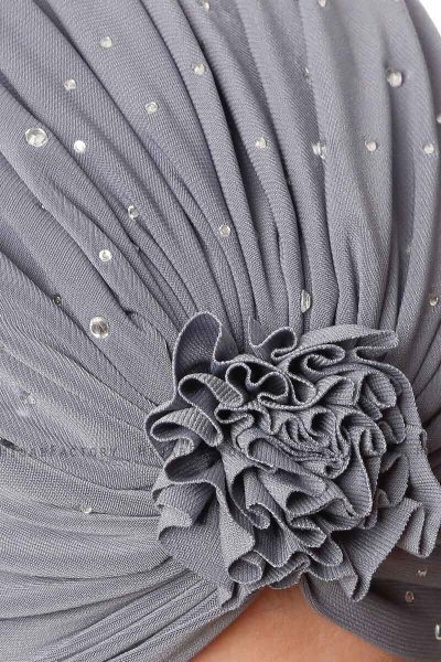 Shereen - Turbante Crepe Chiffon Grigio Scuro - Sehr-i Sal
