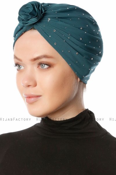 Shereen - Turbante Crepe Chiffon Verde Scuro - Sehr-i Sal