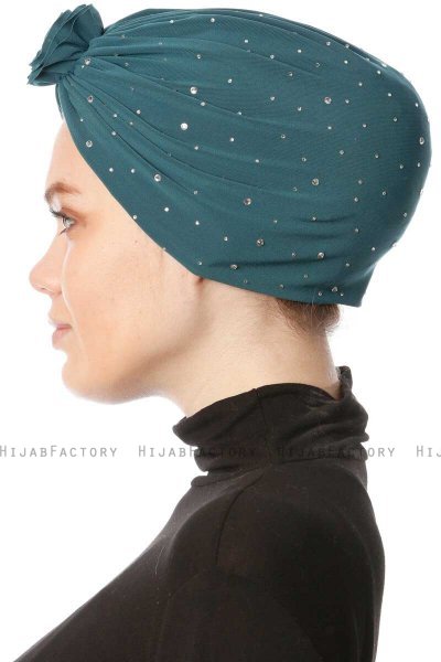 Shereen - Turbante Crepe Chiffon Verde Scuro - Sehr-i Sal