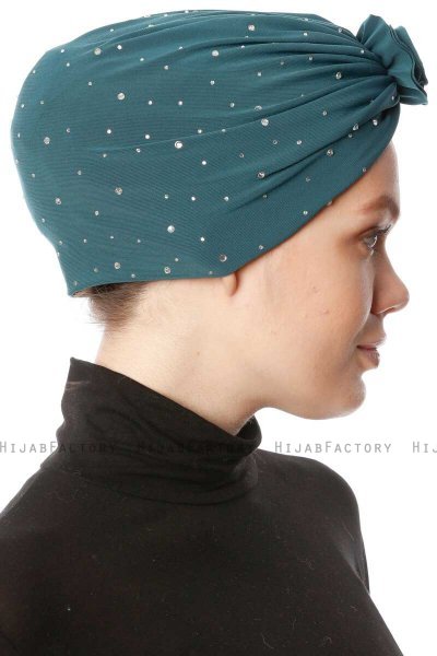 Shereen - Turbante Crepe Chiffon Verde Scuro - Sehr-i Sal