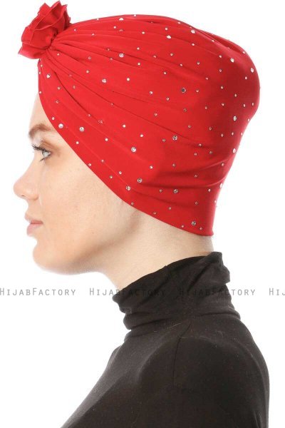 Shereen - Turbante Crepe Chiffon Rosso - Sehr-i Sal