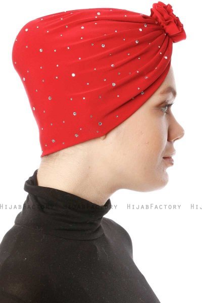 Shereen - Turbante Crepe Chiffon Rosso - Sehr-i Sal