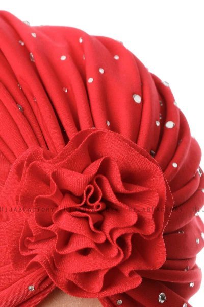 Shereen - Turbante Crepe Chiffon Rosso - Sehr-i Sal