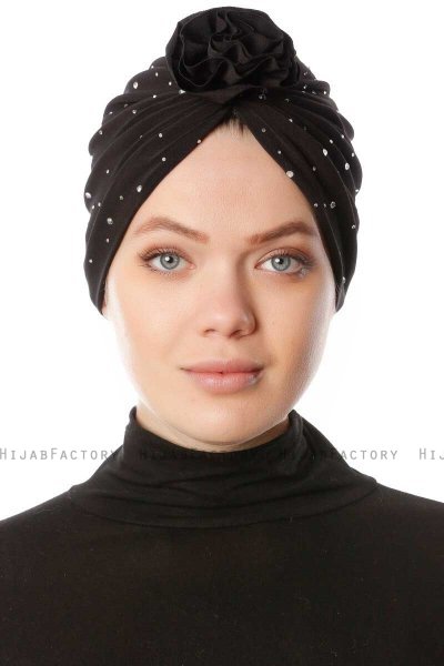 Shereen - Turbante Crepe Chiffon Nero - Sehr-i Sal
