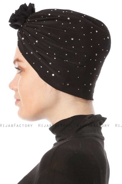 Shereen - Turbante Crepe Chiffon Nero - Sehr-i Sal