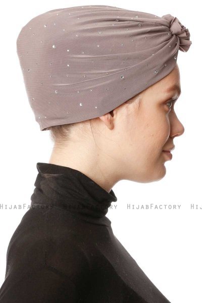 Shereen - Turbante Crepe Chiffon Taupe - Sehr-i Sal