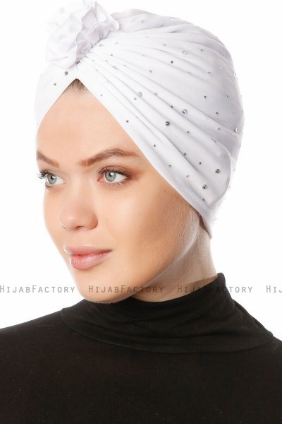 Shereen - Turbante Crepe Chiffon Bianca - Sehr-i Sal
