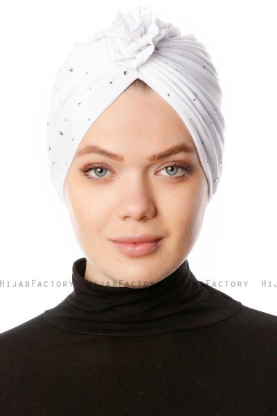 Shereen - Turbante Crepe Chiffon Bianca - Sehr-i Sal