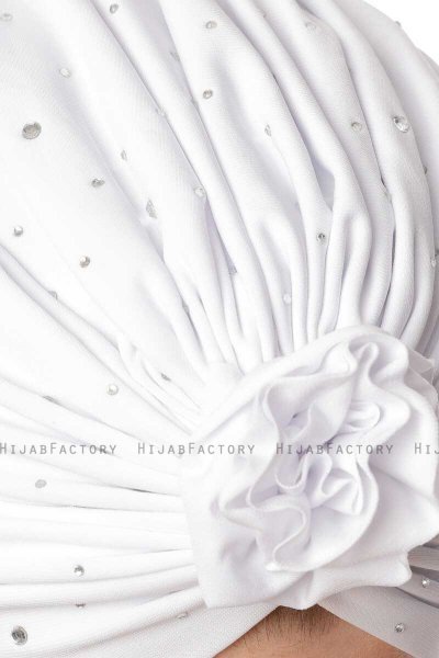 Shereen - Turbante Crepe Chiffon Bianca - Sehr-i Sal