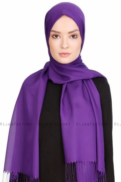 Sinem Lila Chiffon Hijab Med Fransar 4A1423a