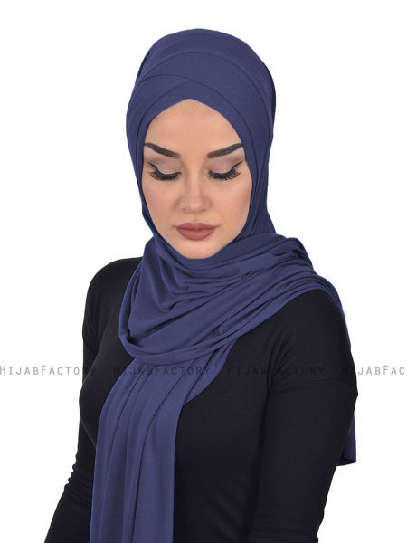 Sofia - Hijab Cotone Pratico Blu Navy