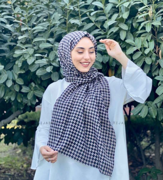 Soheila - Hijab Di Cotone Fantasia Nero & Marrone