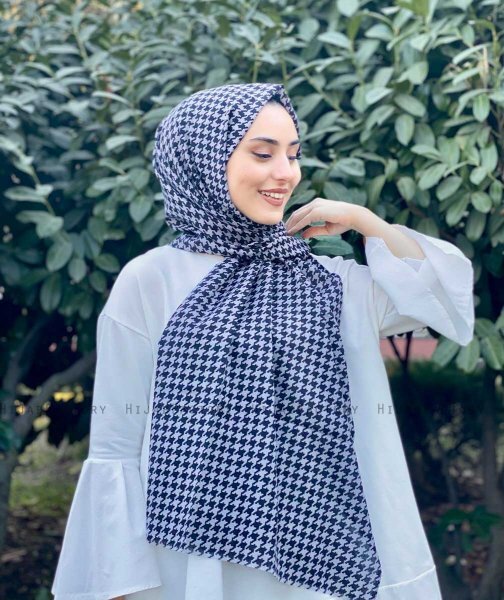 Soheila - Hijab Di Cotone Fantasia Nero & Grigio