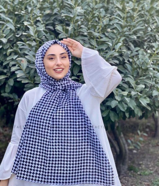 Soheila - Hijab Di Cotone Fantasia Nero & Bianca