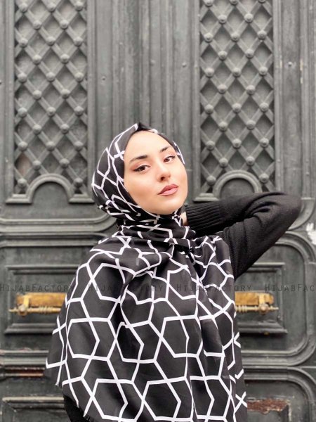 Sora - Hijab Fantasia Di Cotone Nero - Mirach