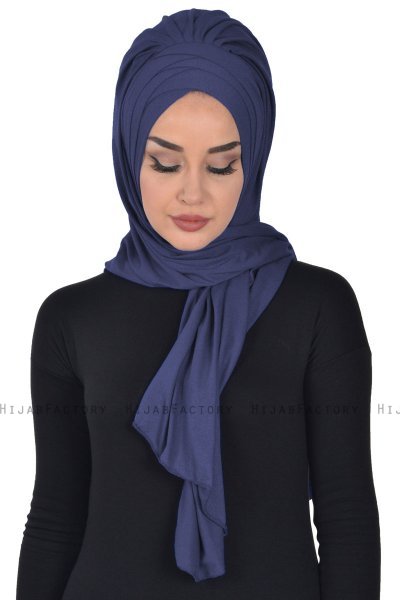 Tamara - Hijab Cotone Pratico Blu Navy