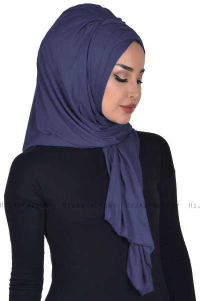 Tamara - Hijab Cotone Pratico Blu Navy