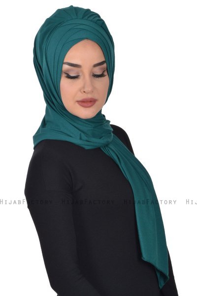 Tamara - Hijab Cotone Pratico Verde Scuro