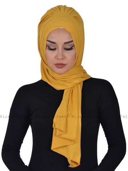 Tamara - Hijab Cotone Pratico Mostarda