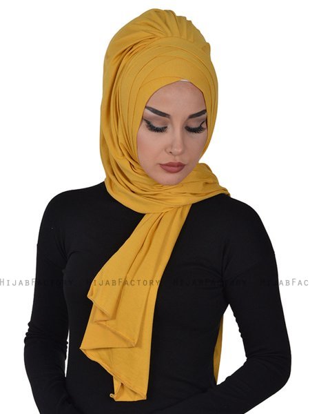 Tamara - Hijab Cotone Pratico Mostarda